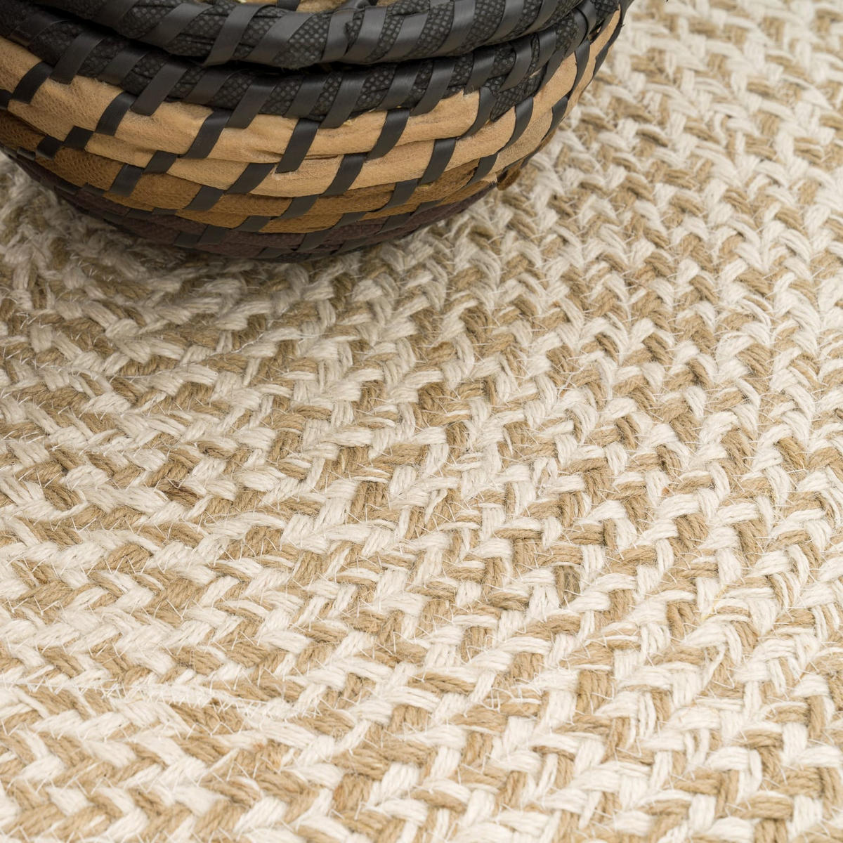 BAUMWOLLTEPPICH Boho wendbar schmutzabweisend Beige Rund 120D - Beige, Textil (120/120cm) - KADIMA DESIGN