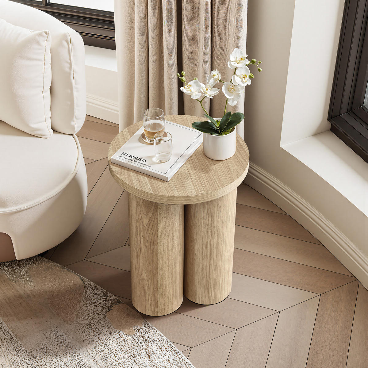 BEISTELLTISCH Rund, Holz | Ø40 x H50 cm - Braun, Holzwerkstoff (40/40/50cm) - Hometopia