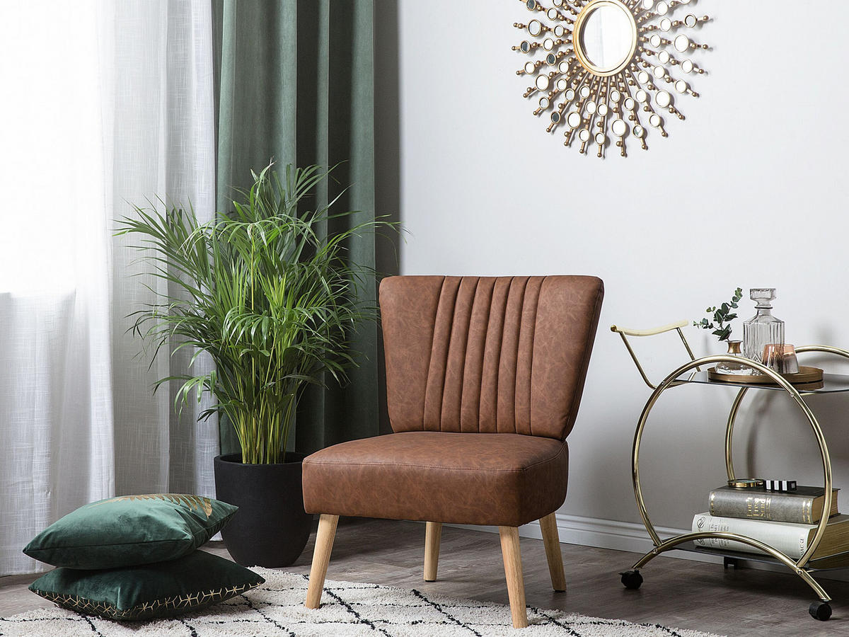SESSEL Kunstleder Braun Vaasa - Braun, Holz/Textil (61/85/60cm) - Beliani