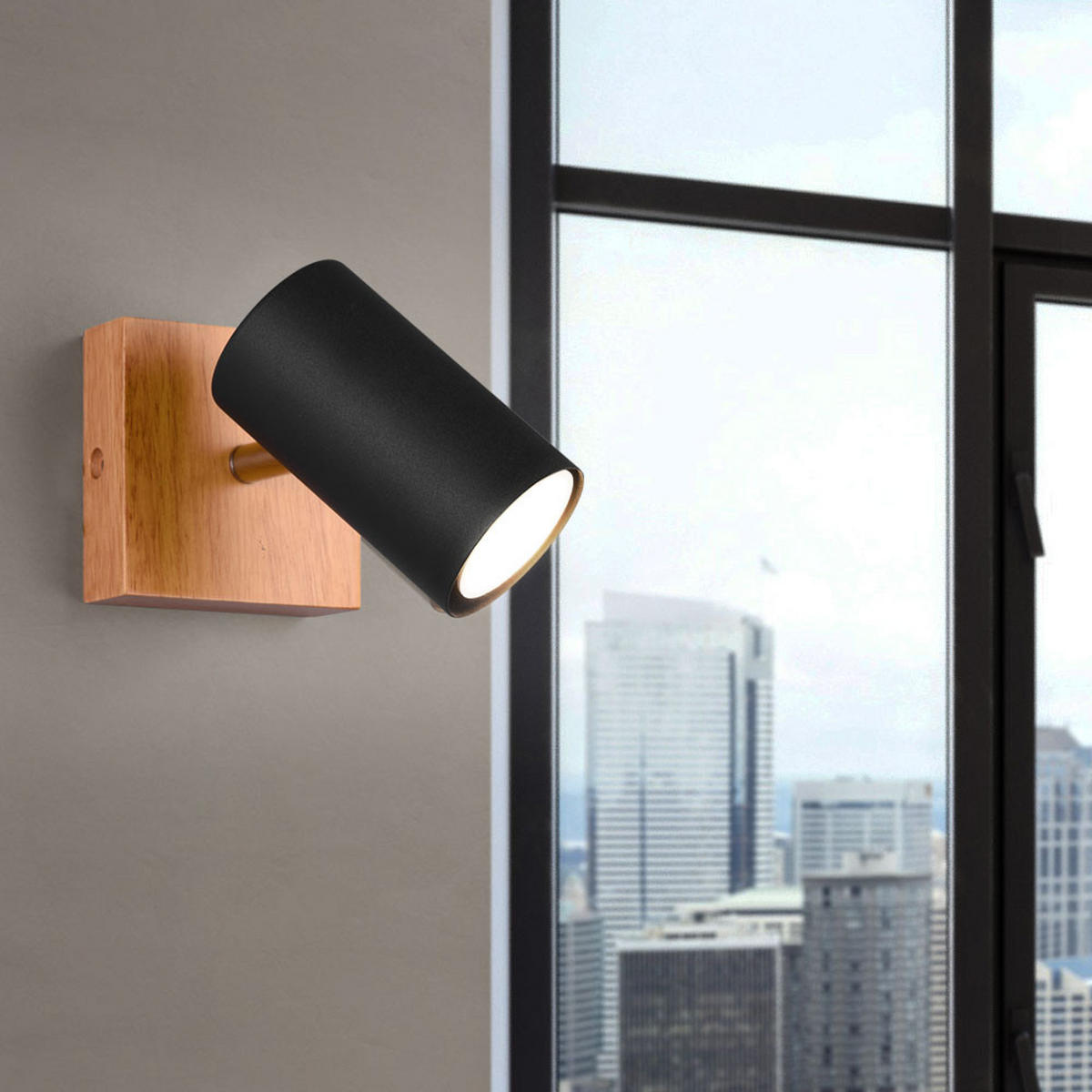 LED WANDLEUCHTE Marley Holz Schwarz - Schwarz, Holz (9/16/12cm)