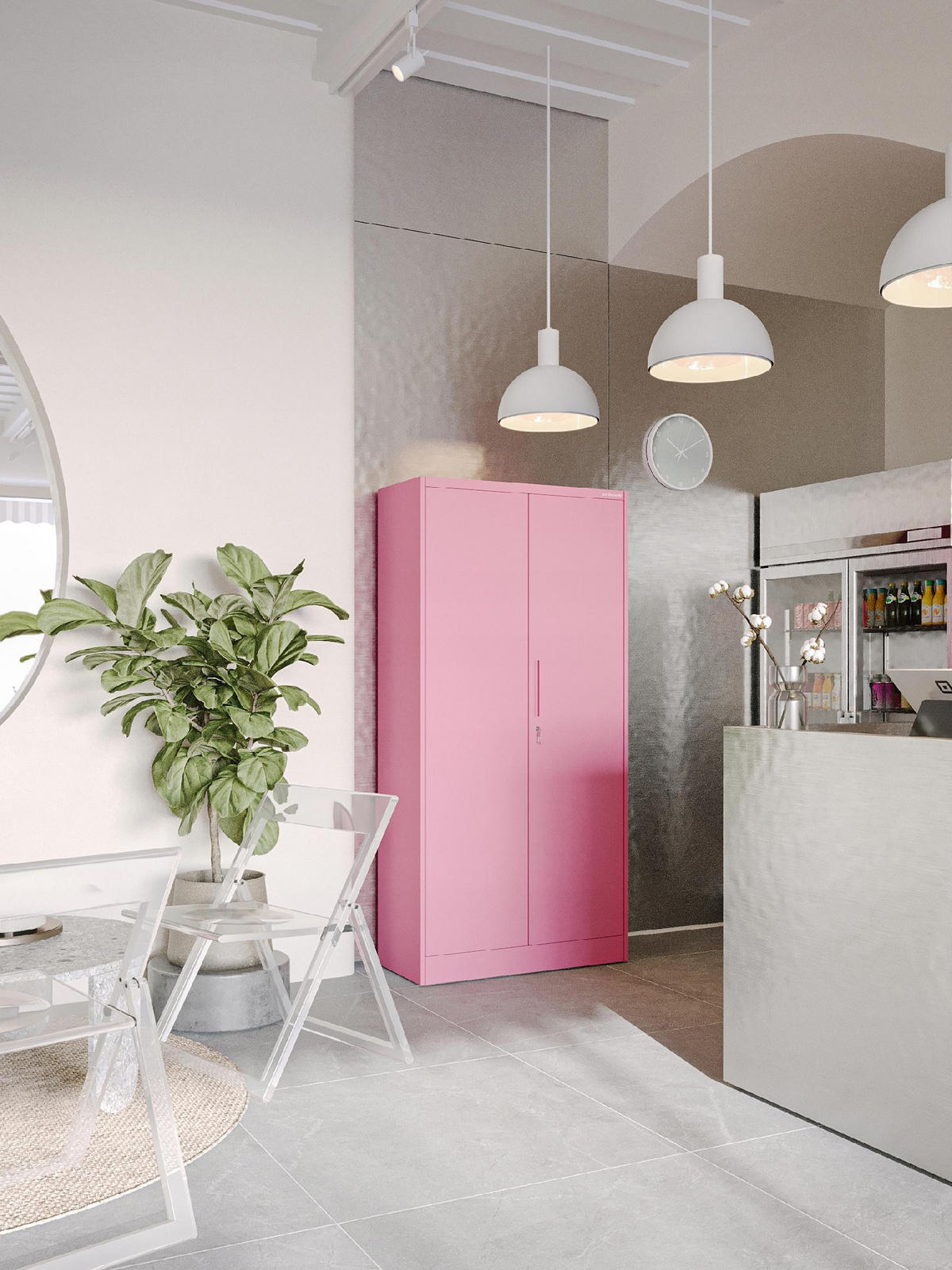 AKTENSCHRANK JAN 185x90x45 cm - Rosa, Metall (90/185/40cm) - Jan Nowak