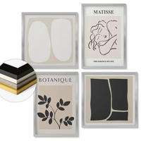 WANDBILDER 4er Set - 50x50 cm & 40x60 cm Silberner Rahmen - Matisses stilvolle Pflanzenbilder - Silberfarben, Kunststoff (50/50cm) - ArtPrintCave