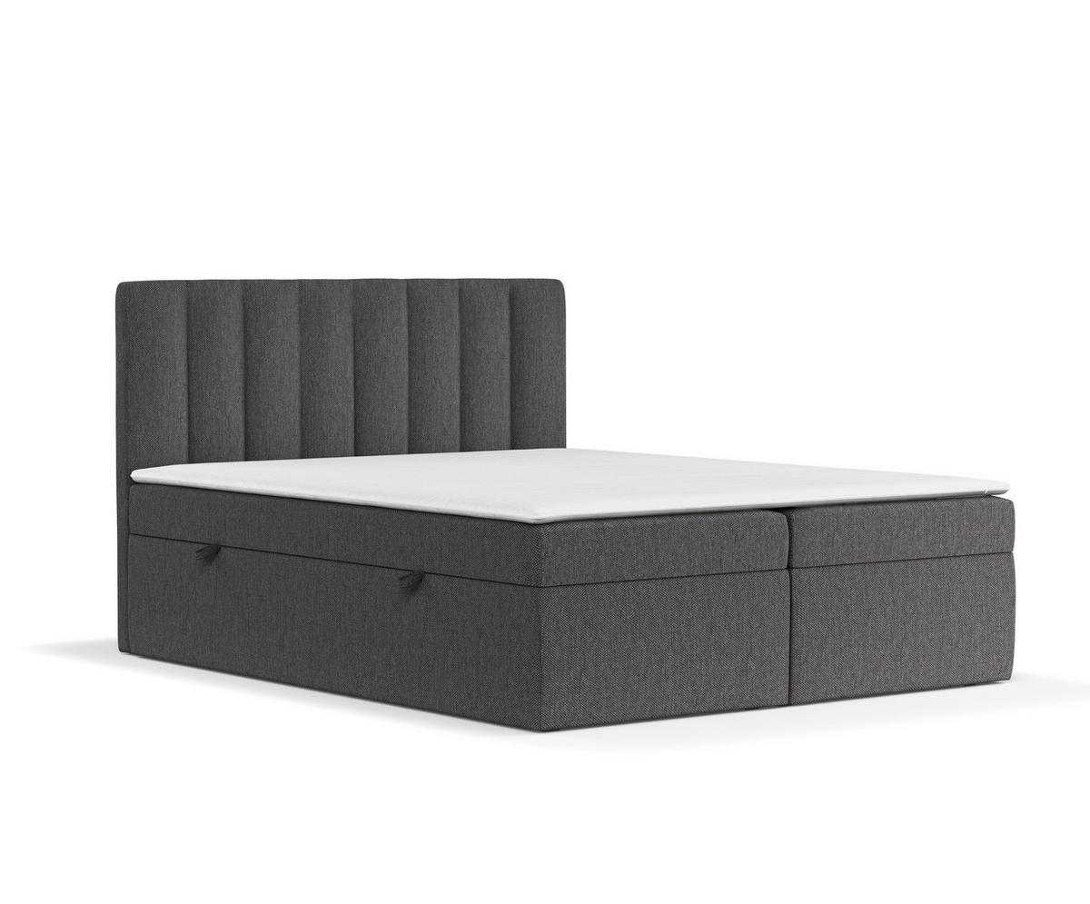 BOXBETT Novento Anthrazit 160/200 cm mit Matratze und Topper - Anthrazit/Schwarz, Holz/Holzwerkstoff (160/200cm) - Maison de Reve