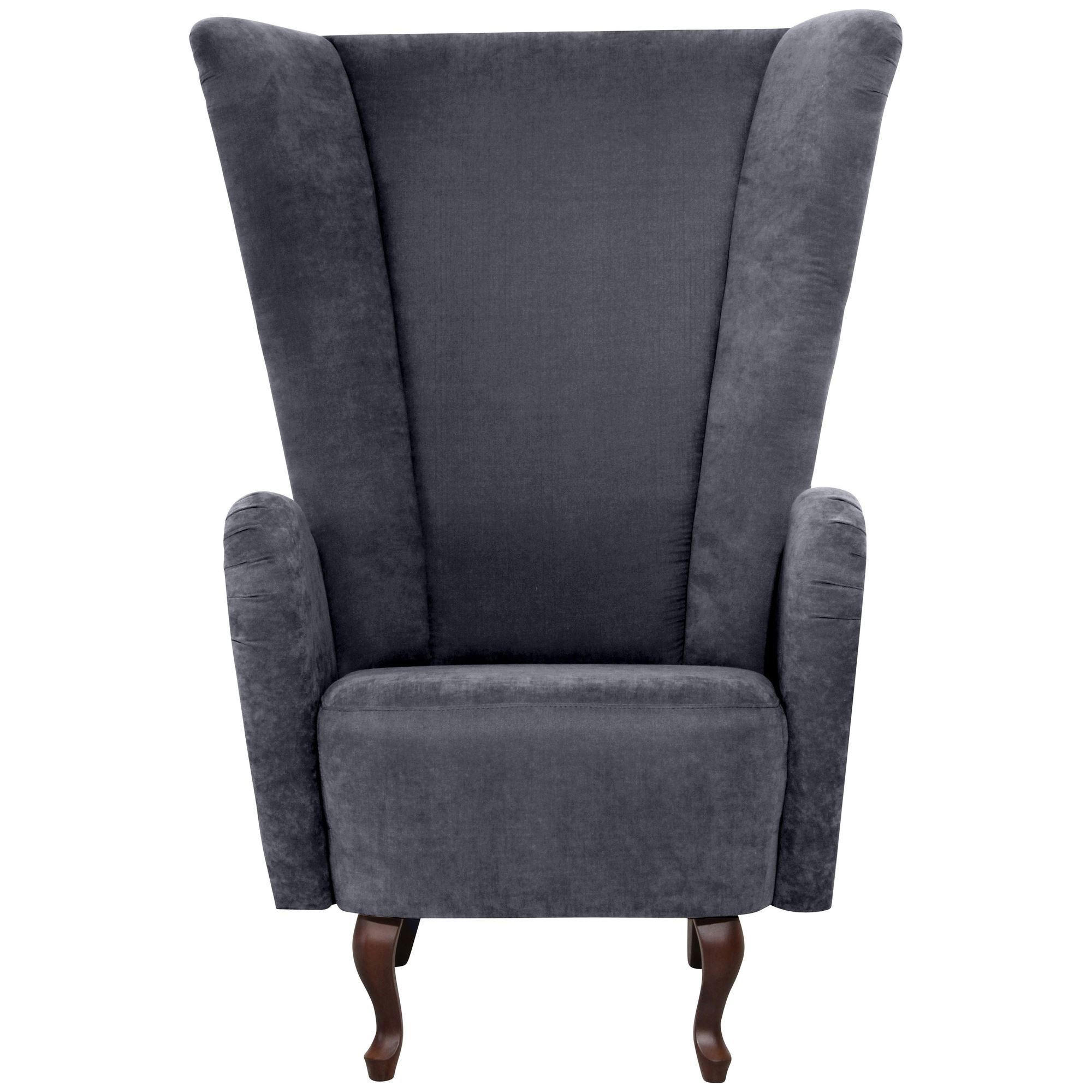 HOCHLEHNSESSEL Kailey Bezug Velourstoff Buche nussbaum dunkel / anthrazit - Anthrazit, Kunststoff (96/122/89cm) - 58aufmkessel