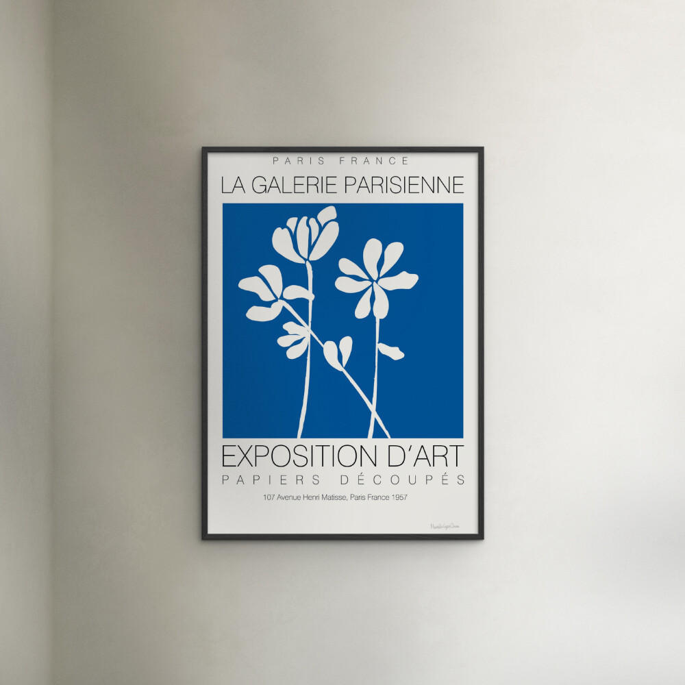 POSTER mit Rahmen Wild Apple - Fleurs de Matisse II - Blau/Schwarz, Holz/Papier (50/70cm) - Poster&Frame