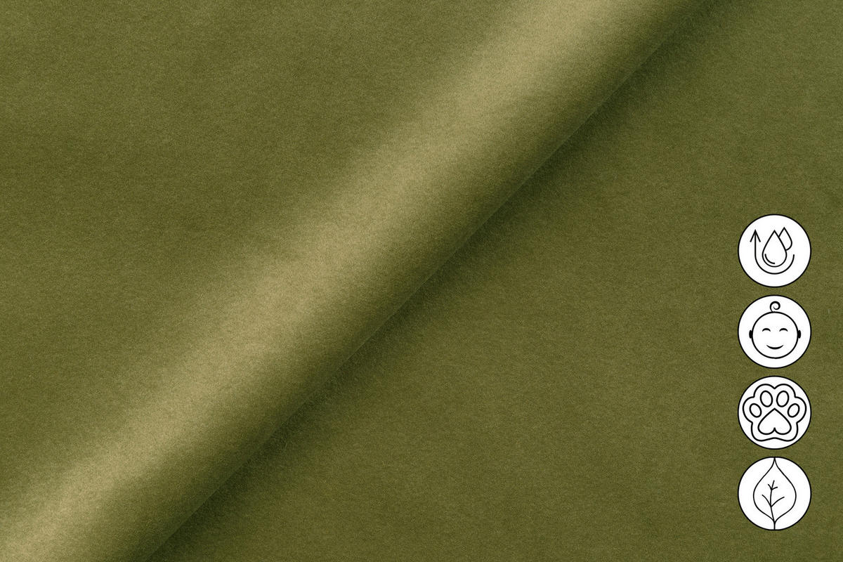 SOFA RODEN 3-Sitzer, olive, Veloursstoff - Grün, Holz/Textil (194/82/103cm) - Wozimo