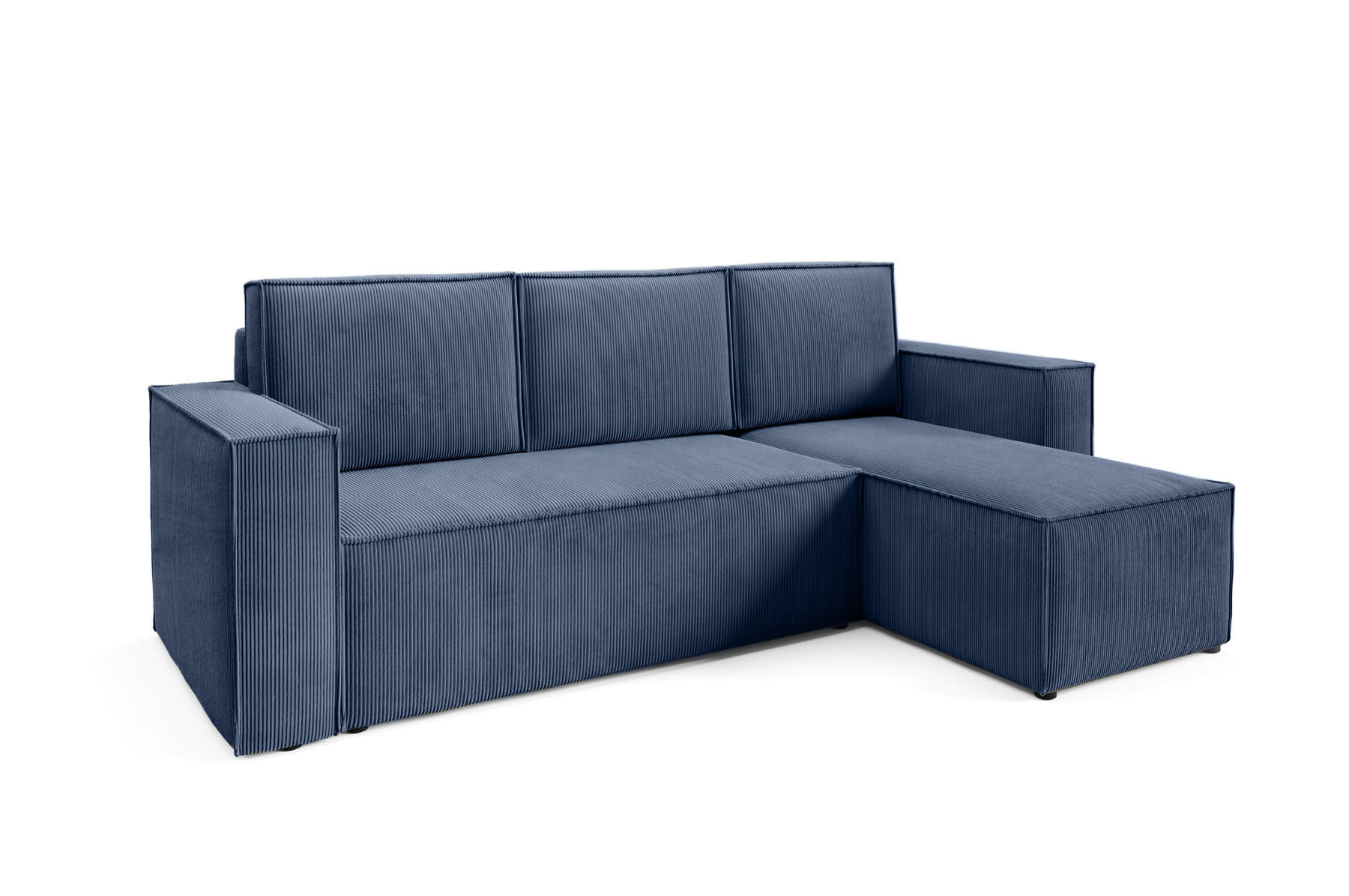 ECKSOFA Roda Dunkelblau, Cord-Ecksofa mit Schlaffunktion - Dunkelblau, Holzwerkstoff/Textil (248/150cm) - Bettso