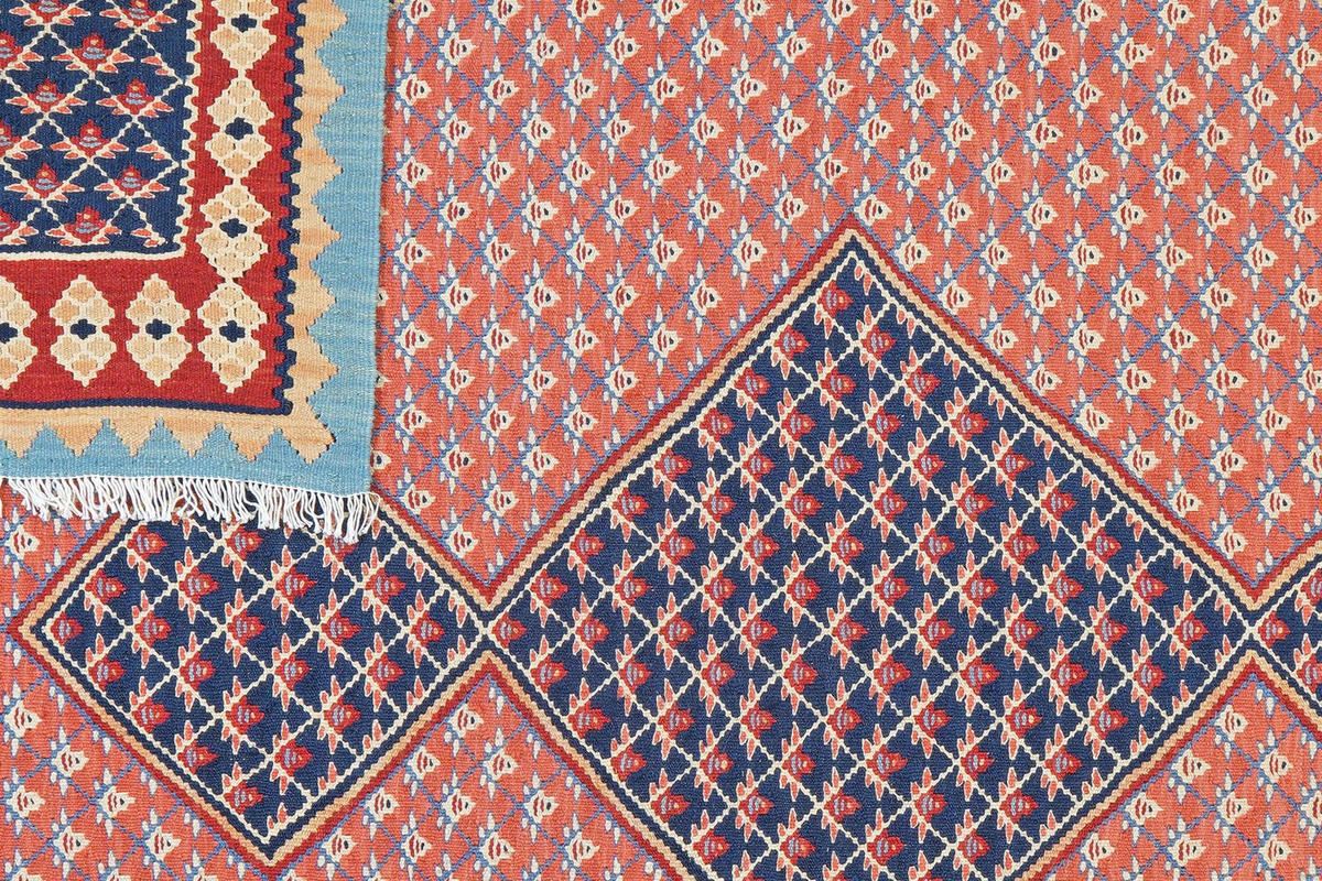 KELIM-TEPPICH handgewebt Senneh Rosa 201/156 cm Schurwolle - Pink, Textil (156/201cm) - Looma