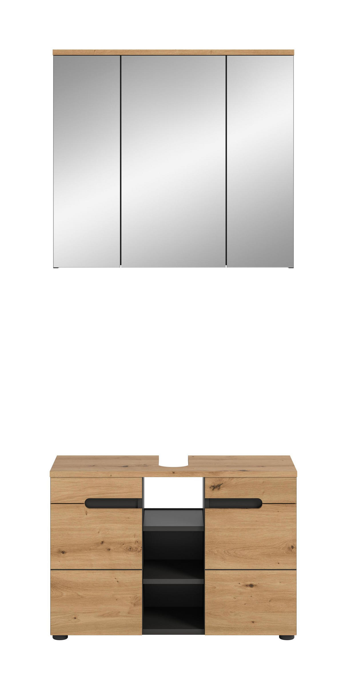 BADMÖBEL Set Canu 2tlg. Bad Kombination (B/H/T: 80x193x34cm) - Eiche Artisan, Holzwerkstoff (80/193/34cm)