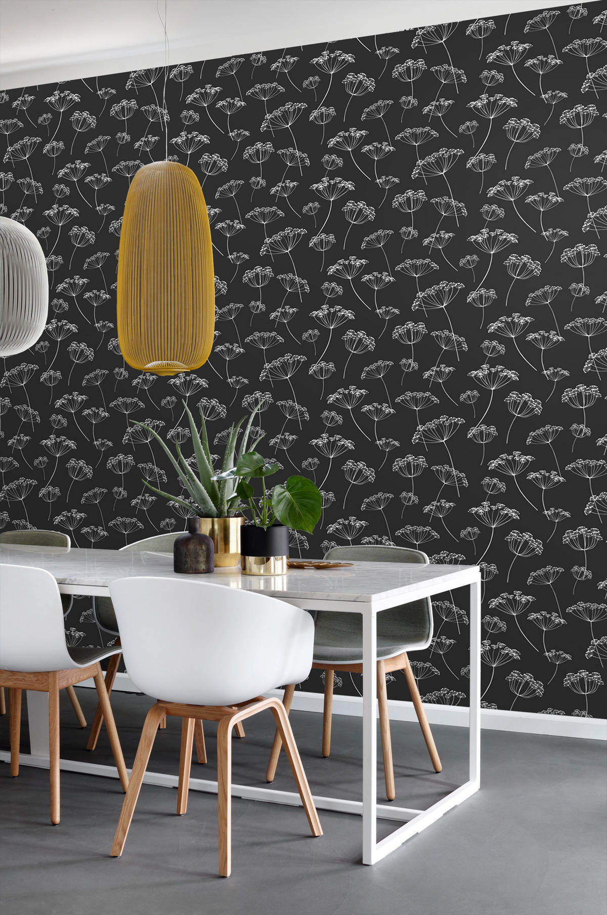 TAPETE Doldenblütler 53 cm x 10.05 m - Schwarz, Papier (53/1000cm) - ESTAhome