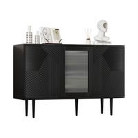 KOMMODE mit 3 Türen Black 120/38/79.5 cm - Schwarz, Holz (38/79.5/120cm) - Urban Meuble