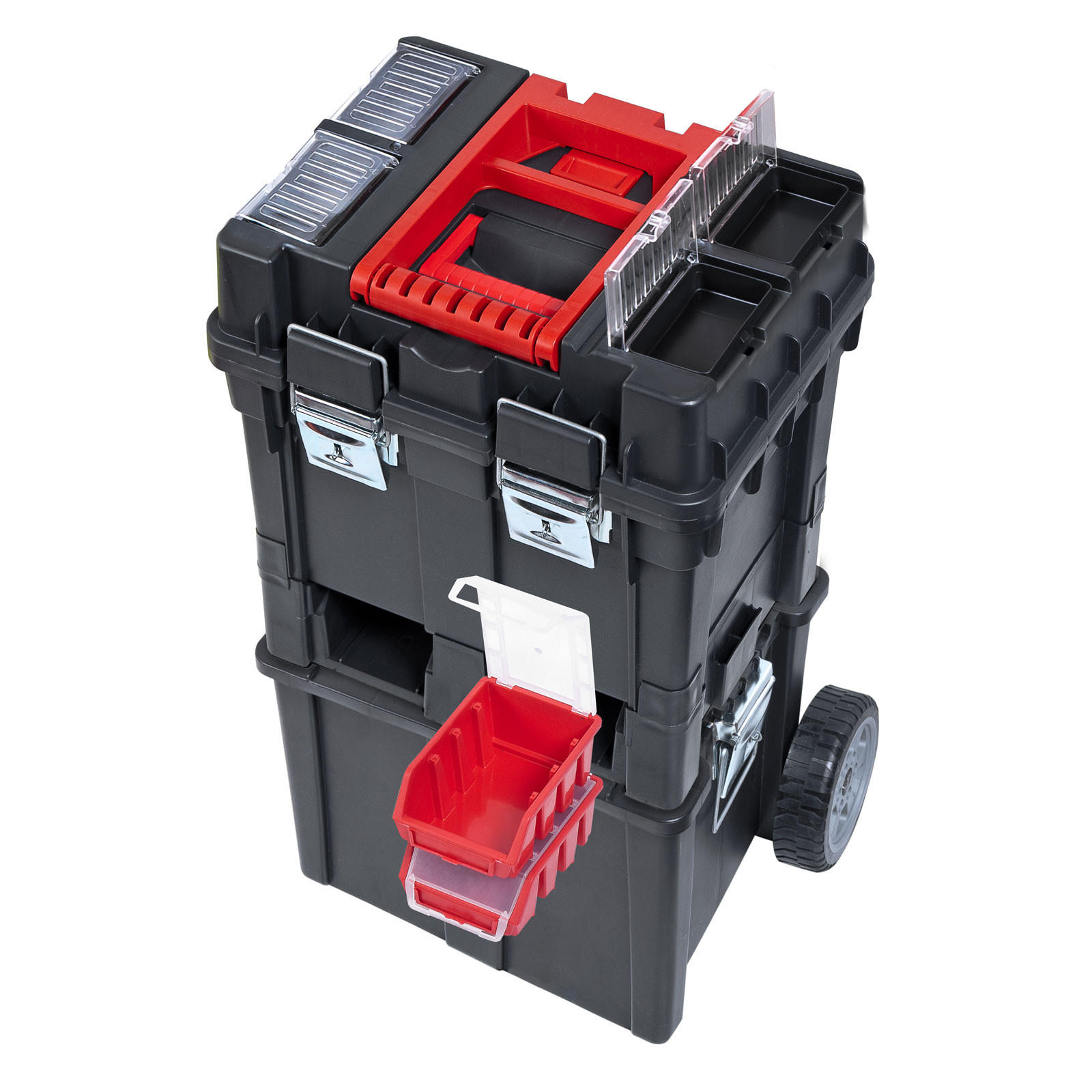 WERKZEUGKOFFER-TROLLEY Plus auf Rollen 71,2x49,5x35cm Polypropylen Schwarz/Rot - Schwarz, Kunststoff (50/71/35cm) - PROREGAL