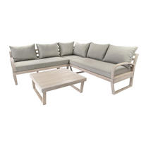 GARTEN-ECKLOUNGE Jura Grau Eukalyptus Holz FSC 100 - Braun, Kunststoff - Green Spirit