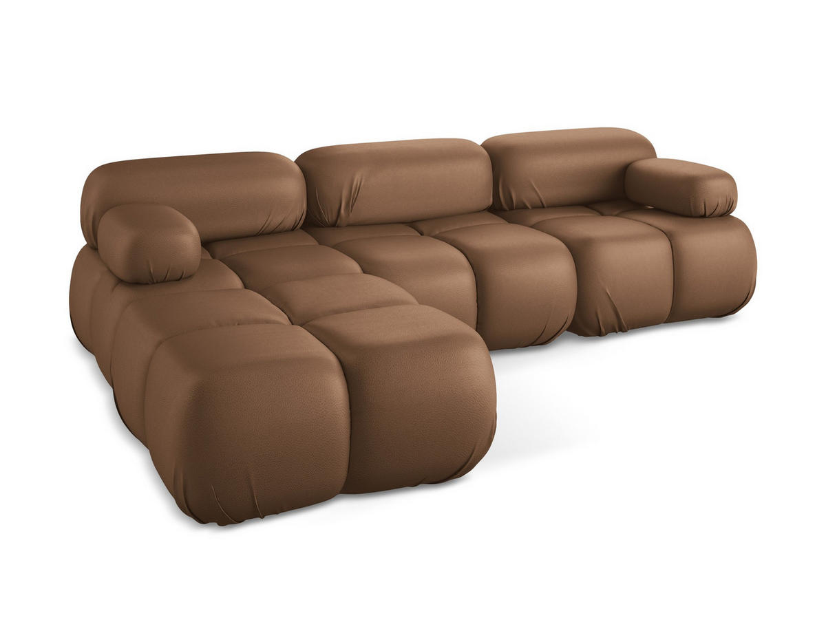 ECKSOFA Beidseitig Kunstleder Braun - Lila/Schwarz, Leder/Kunststoff (285/191cm) - Makamii