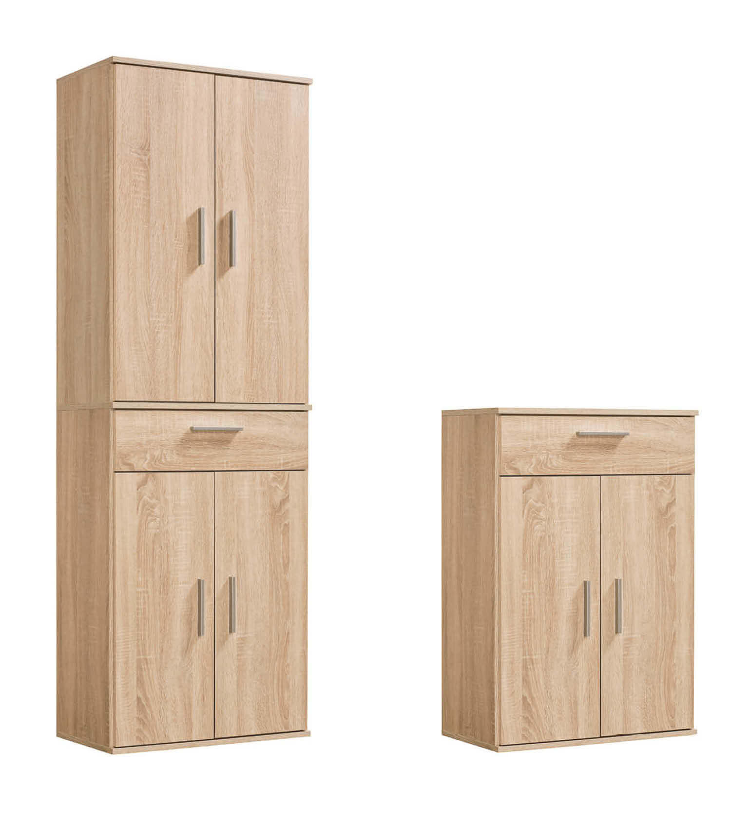 MEHRZWECKSCHRANK SET Der Allzweckwaffe - Silberfarben/Sonoma Eiche, Holzwerkstoff (60/180/34cm) - Mokebo