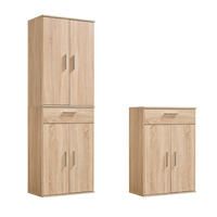 MEHRZWECKSCHRANK SET Der Allzweckwaffe - Silberfarben/Sonoma Eiche, Holzwerkstoff (60/180/34cm) - Mokebo