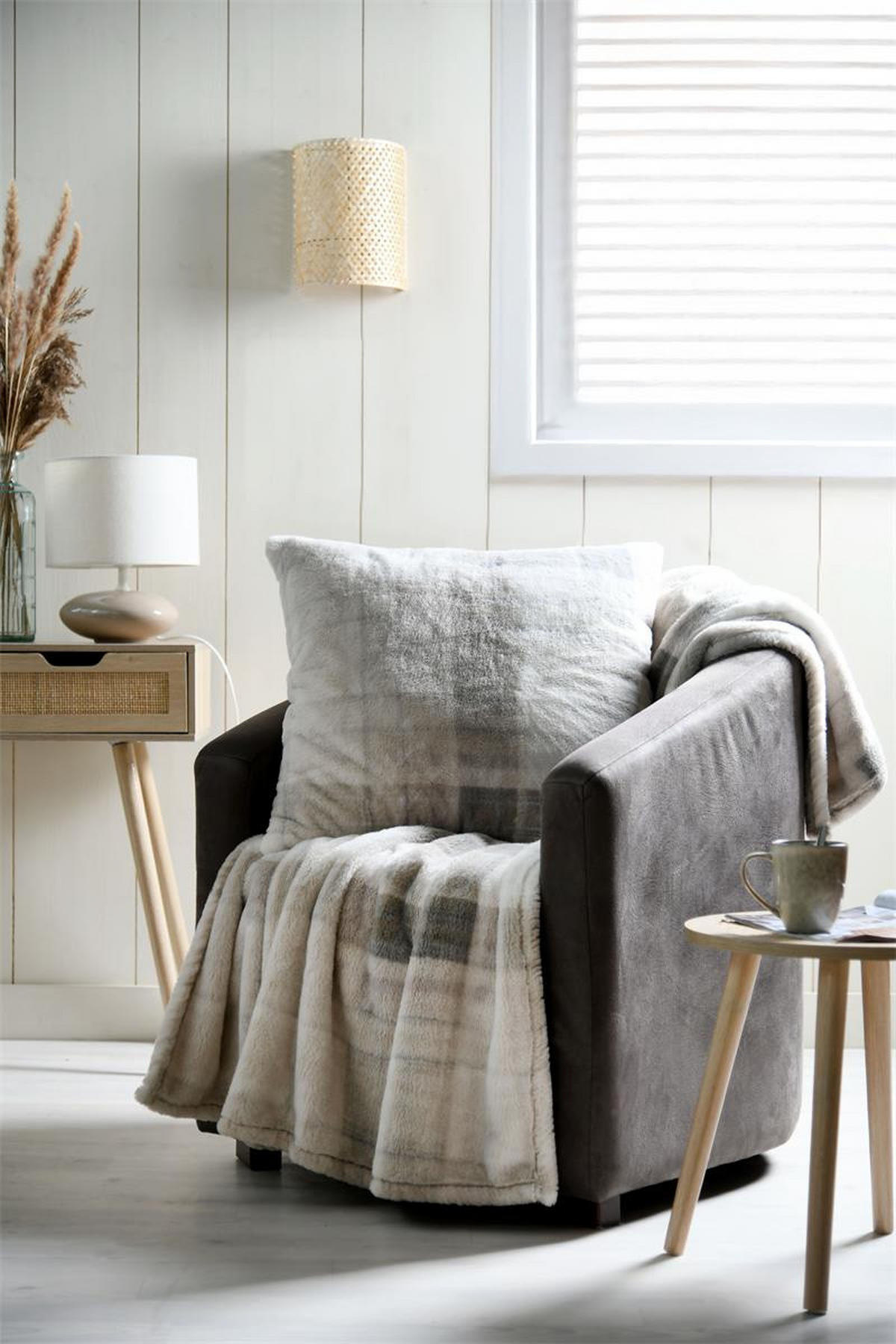 PLÜSCHKISSEN Scotland 60/60 cm - Grau, Textil (60cm)