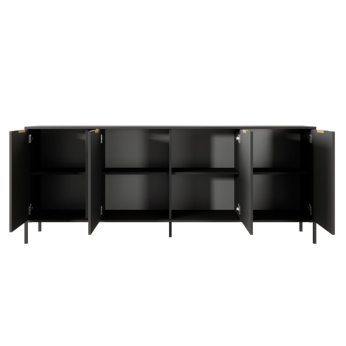 SIDEBOARD LORENZO 203/81/40 cm mit 4 Türen Anthrazit - Anthrazit, Holzwerkstoff (203/81/40cm) - MASSENO