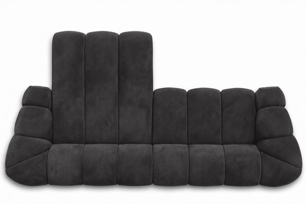 ECKSOFA Modulare L-Form, Veloursstoff Bluvel, Schwarz, Links, CROISSANT L - Schwarz, Holz (305/190cm) - Kaiser Möbel