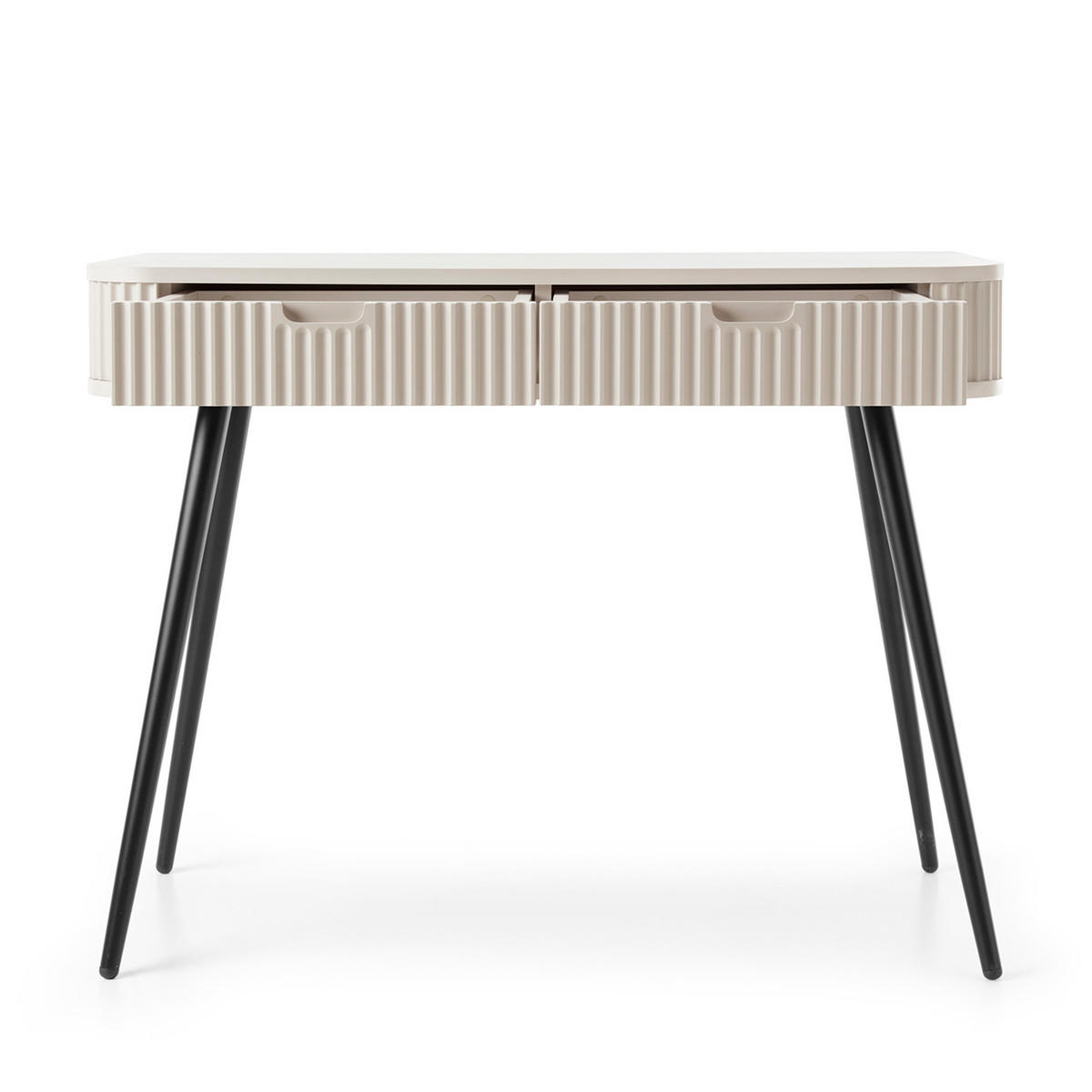 KONSOLENTISCH Zova Beige, Schwarze Beine, Schminktisch mit Schubladen - Beige/Schwarz, Holzwerkstoff/Metall (49/103/80cm) - Bettso