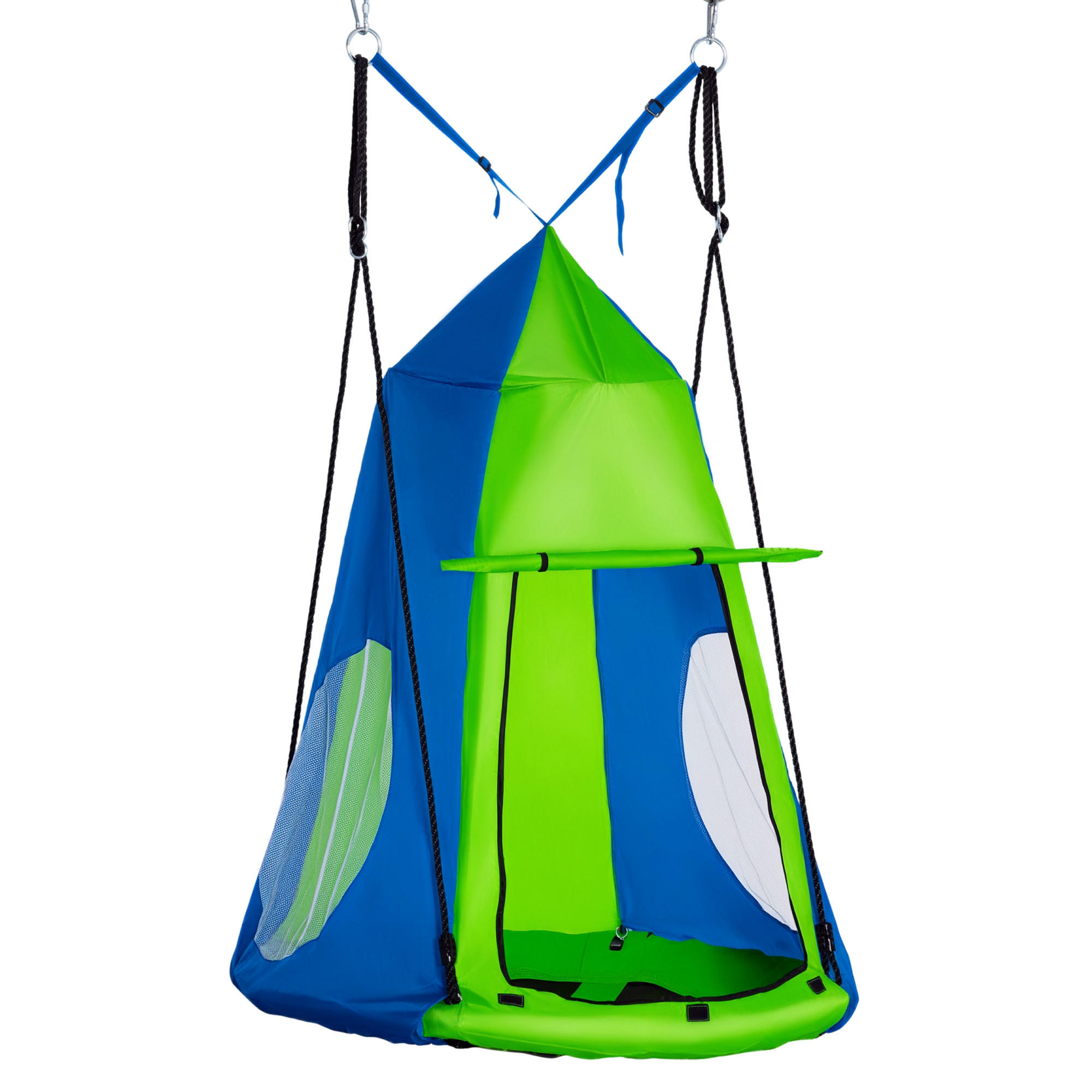 TRAMPOLIN DE-17954 mit abnehmbarem Zelt & Ø 100 cm Grün-Blau - Grün, Kunststoff (100/100cm) - ComfortXL