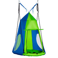TRAMPOLIN DE-17954 mit abnehmbarem Zelt & Ø 100 cm Grün-Blau - Grün, Kunststoff (100/100cm) - ComfortXL