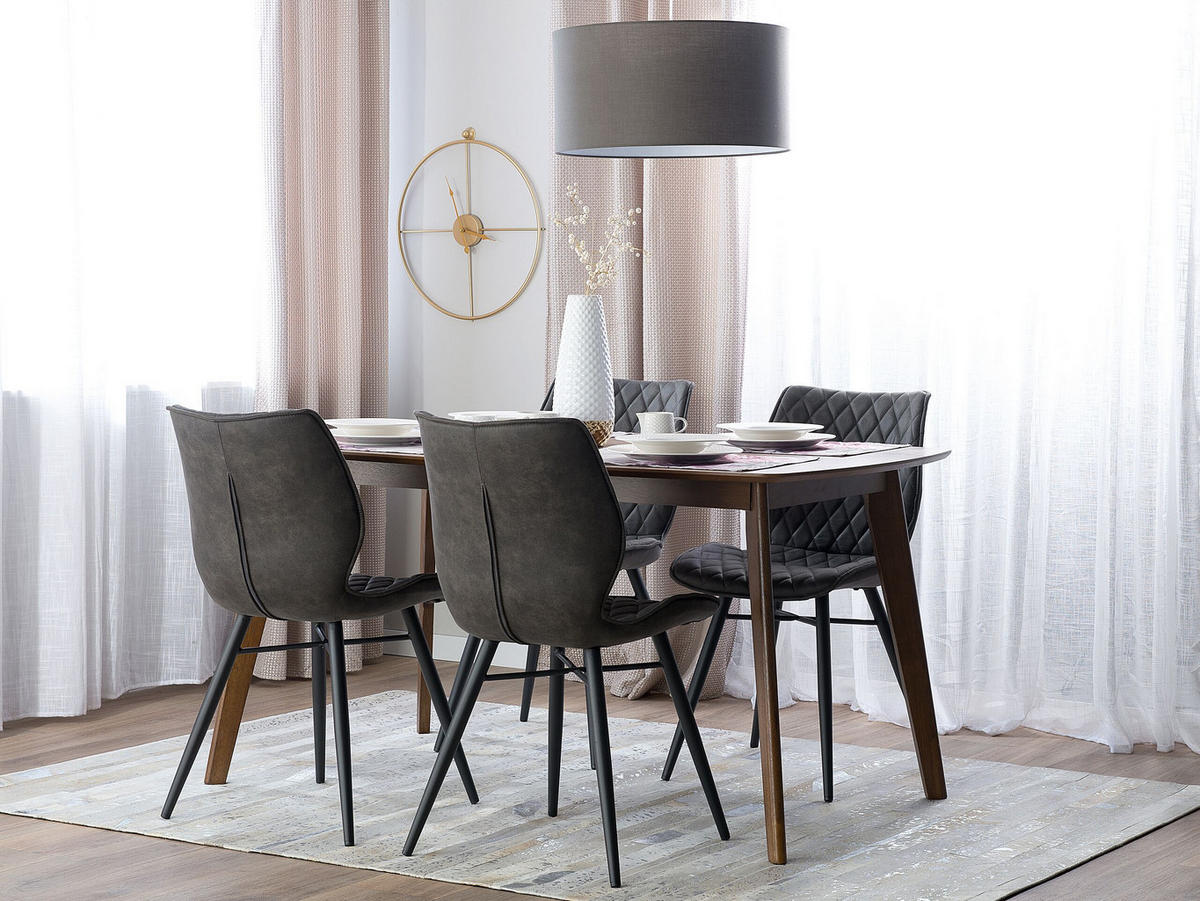 STUHL 2er-Set Polsterbezug Grau Lisle - Grau, Textil/Metall (44/86/56cm) - Beliani