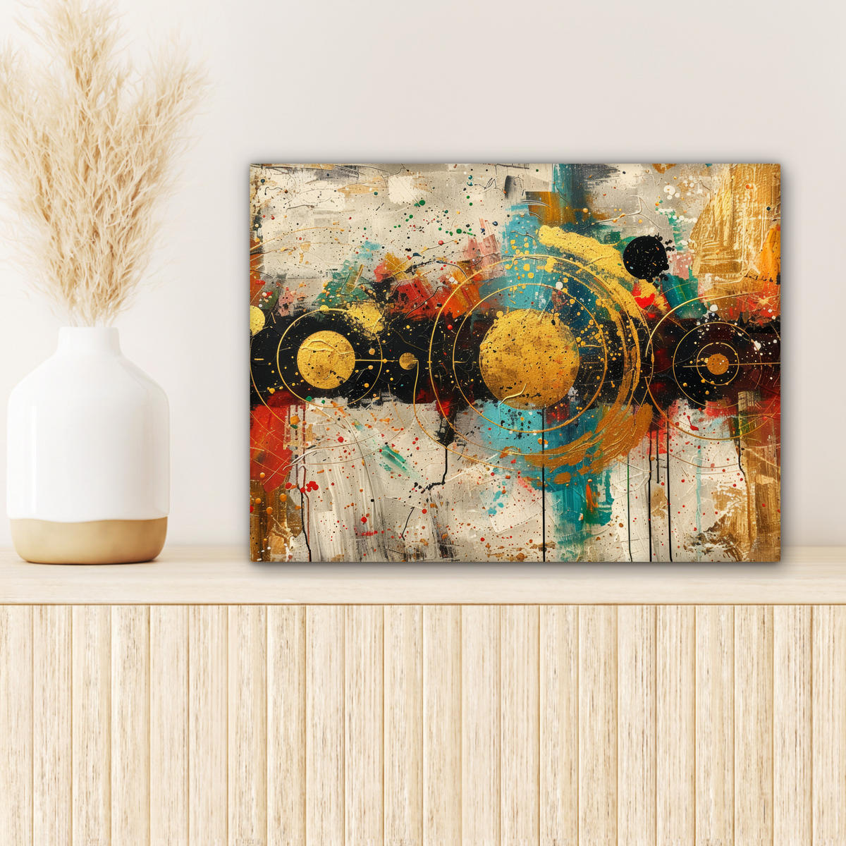 LEINWANDBILD - Abstrakt - Kunst - Gold - Modern - 40x30 - Wanddeko - Multicolor, Textil (40/30cm) - MuchoWow