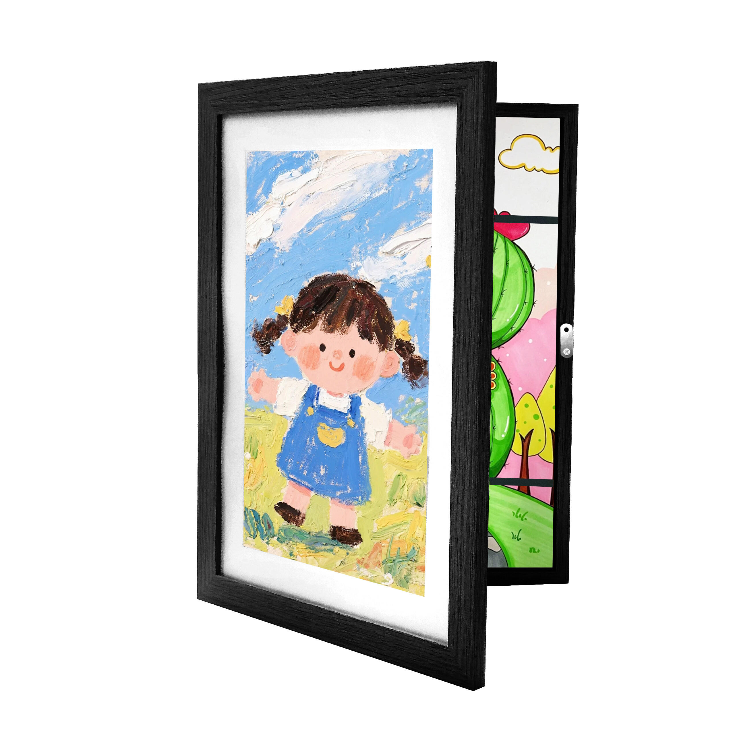 FOTORÁMIK Čierny A4 magnetické zatváranie - viacfarebná, kov/kompozitné drevo (25.5/32cm) - Relaxdays
