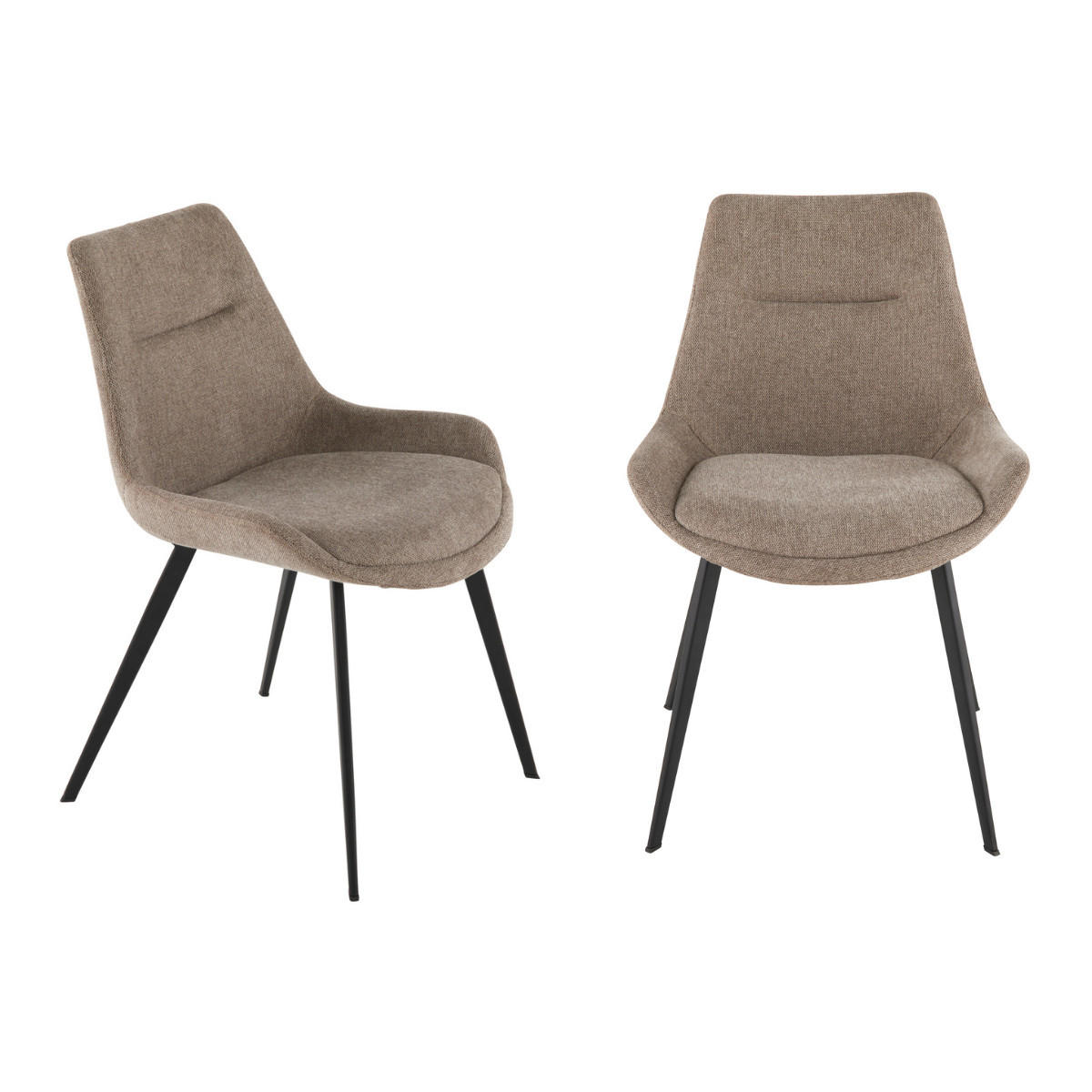 STÜHLEN (Set mit 2) aus taupefarbenem stoff - colombe 62/54/82 cm - Beige, Metall (54/82/52cm) - Signature