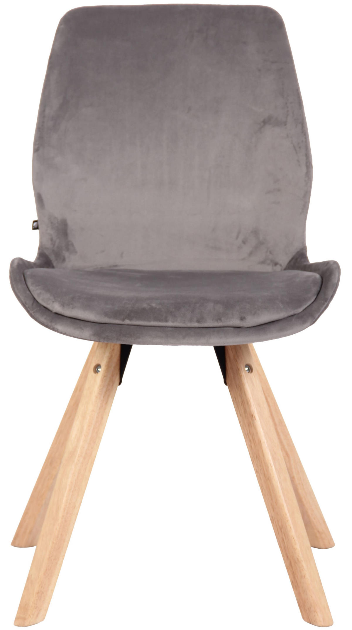 STUHL Samt grau - Eukalyptusholzfarben/Grau, Holz/Textil (49/87.5/58cm) - CLP