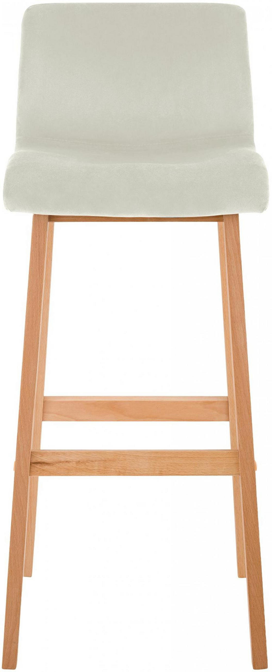 BARHOCKER Samt Creme - Eukalyptusholzfarben/Creme, Holz/Textil (41/101/46cm) - CLP