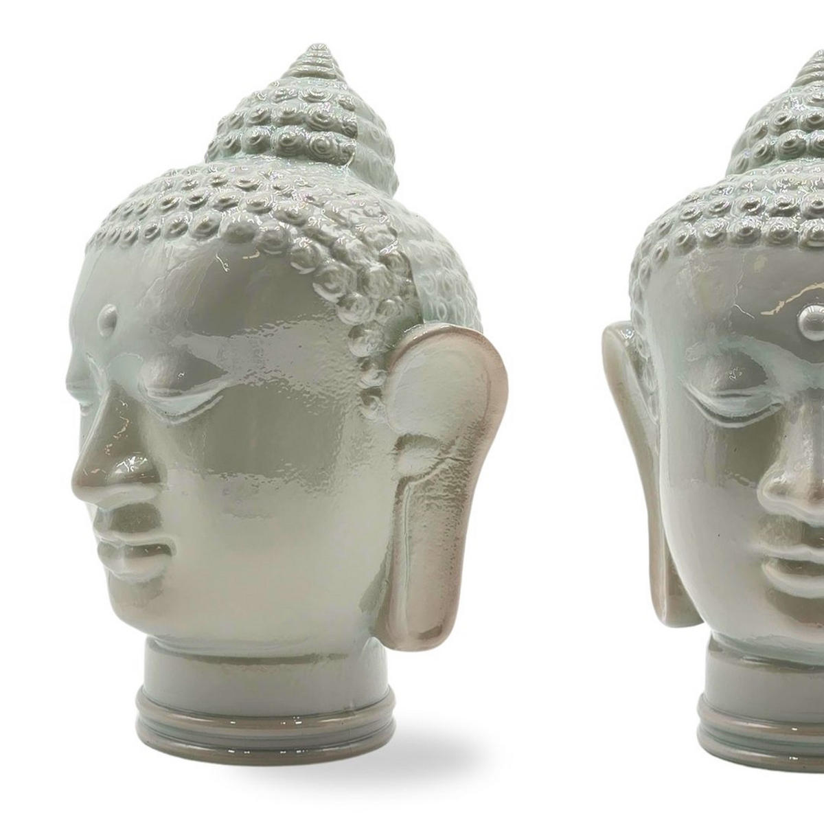 DEKO GLASKOPF THAI BUDDHA Glas, 30 cm Höhe OP3 hellgrau - Hellgrau, Glas (19/30/19cm) - DESIGN DELIGHTS