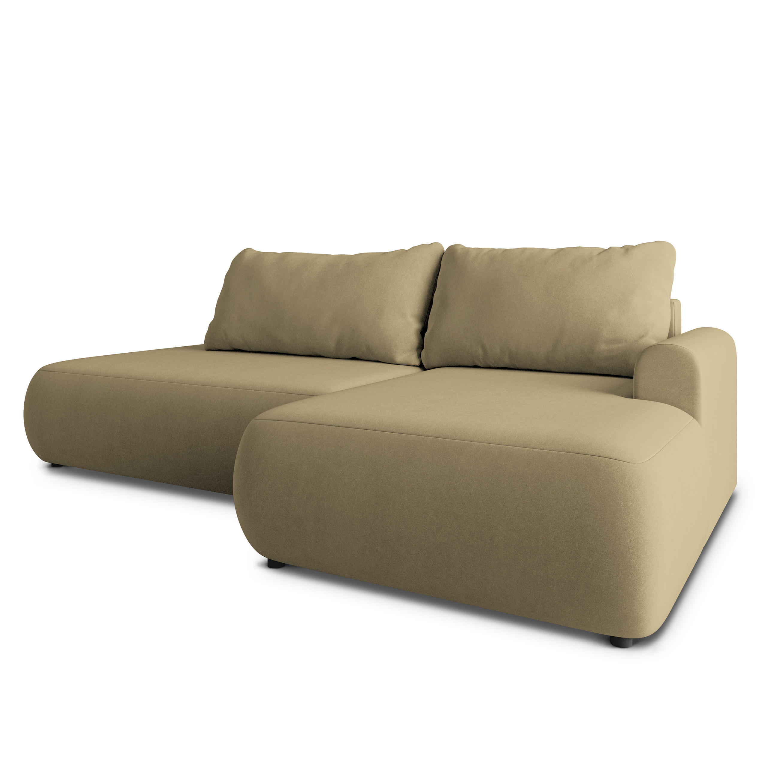ECKSOFA NUVIRA CL R-S Senfgelb Samtstoff mit Schlaffunktion - Currygelb, Holzwerkstoff/Textil (279/158cm) - MASSENO