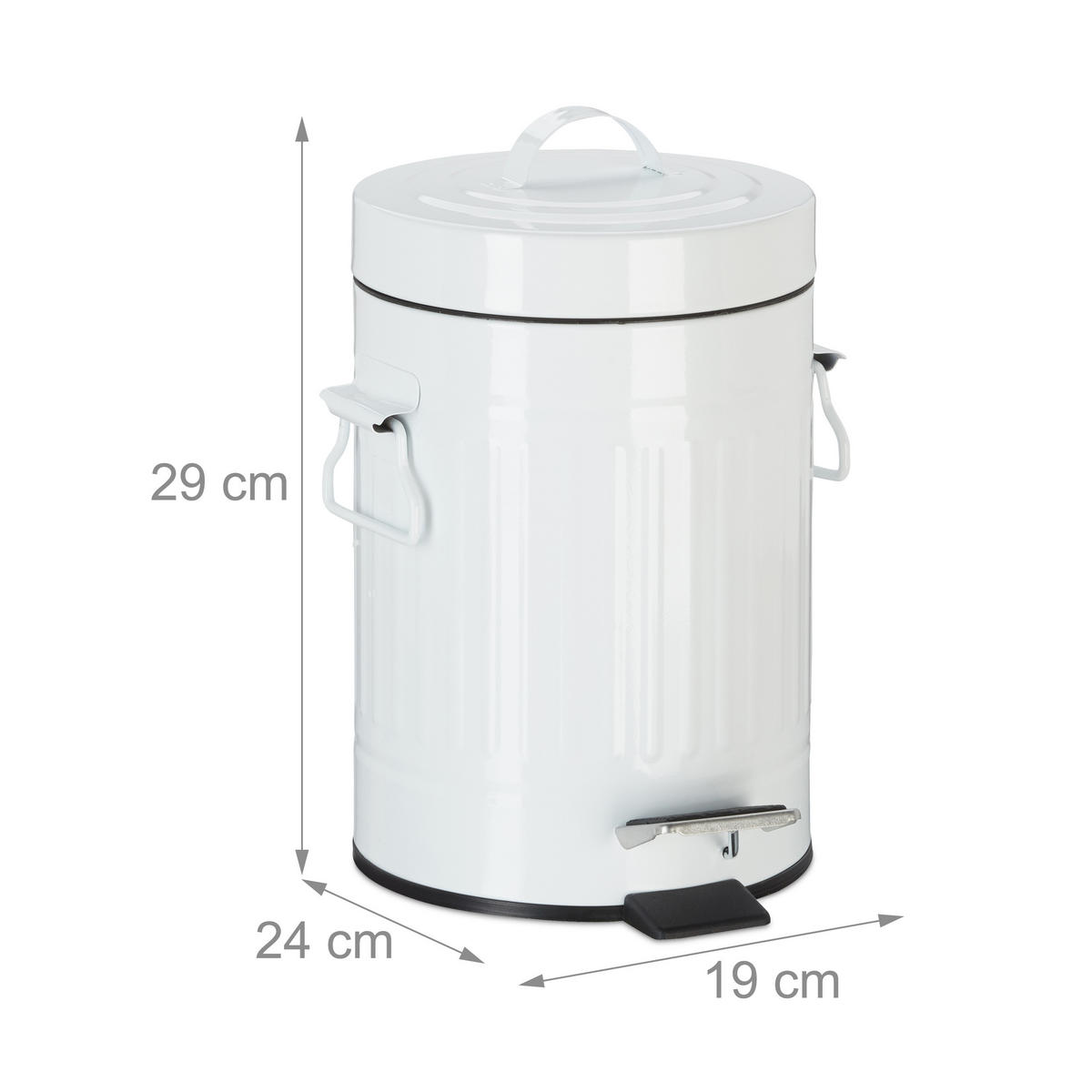 TRETEIMER - Weiß, Kunststoff/Metall (19/29/24cm) - Relaxdays