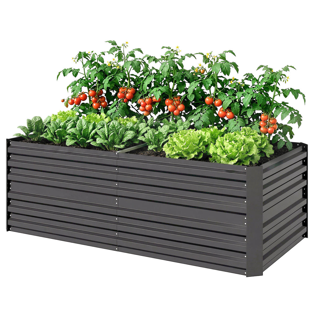 PFLANZENKÜBEL DE-05456 Hochbeet, Stahl Dunkelgrau - Dunkelgrau, Metall (180/59/90cm) - ComfortXL