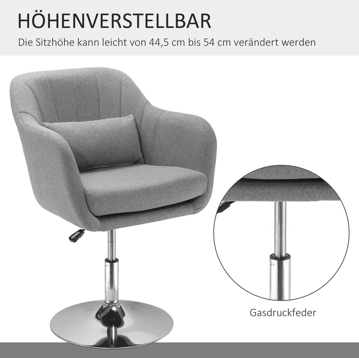 DREHSTUHL höhenverstellbar 60 x 60 x 79-91 cm Polyester Grau - Grau, Metall (60/91/60cm) - Meubliv