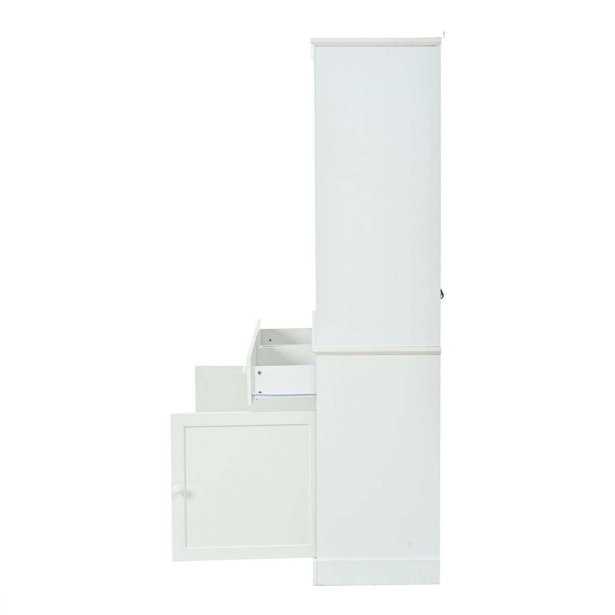 VITRINE LED Glasvitrine 170cm 2 Türen 2 Schubladen Weiß - Weiß, Holzwerkstoff (100/170/38cm) - FLIEKS
