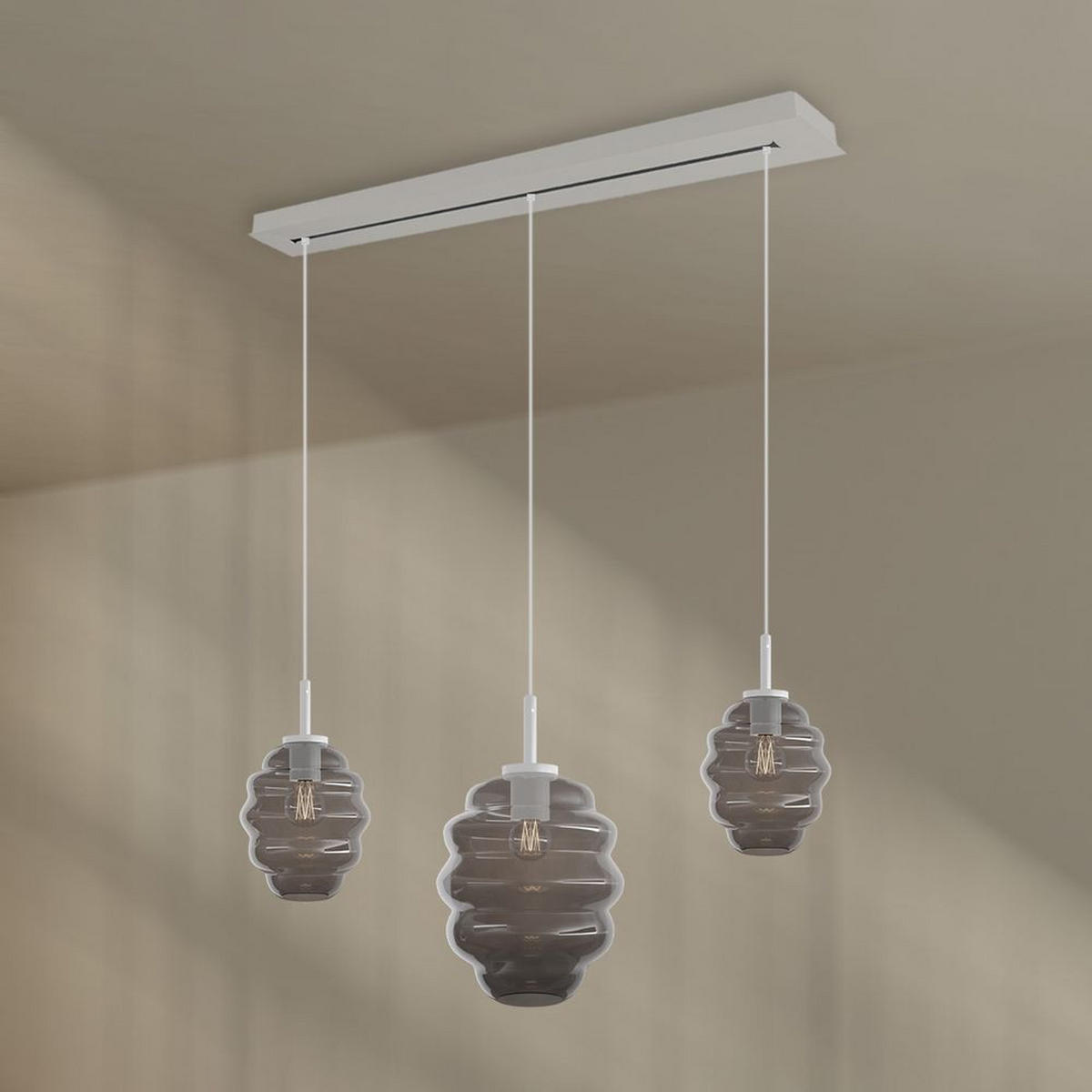 HÄNGELEUCHTE Echos 3-flammig Mehrfarbig Ø 18/25cm - Multicolor/Weiß, Glas (18/18/20cm) - s.luce