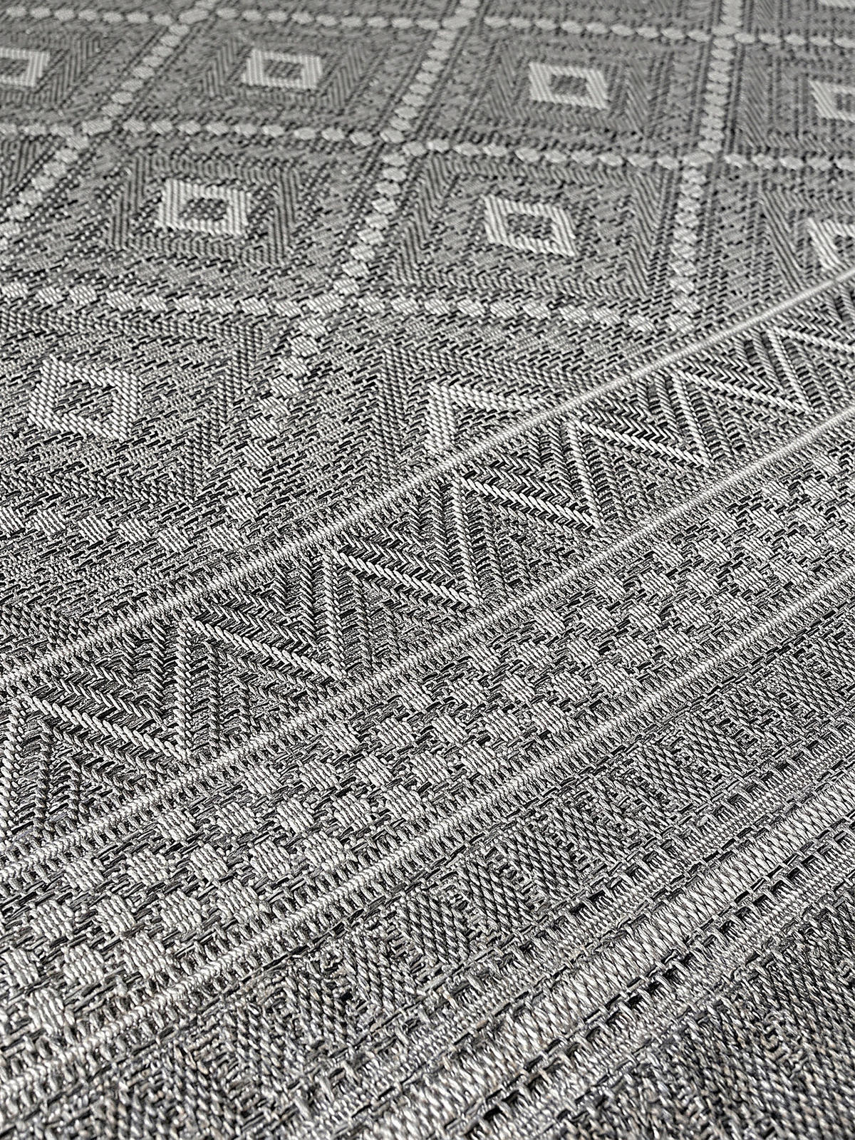 TEPPICH Flachgewebe ESERA Ethno-Rauten Polypropylen Grau 120 x 120 cm - Grau, Textil (120/120cm) - KADIMA DESIGN