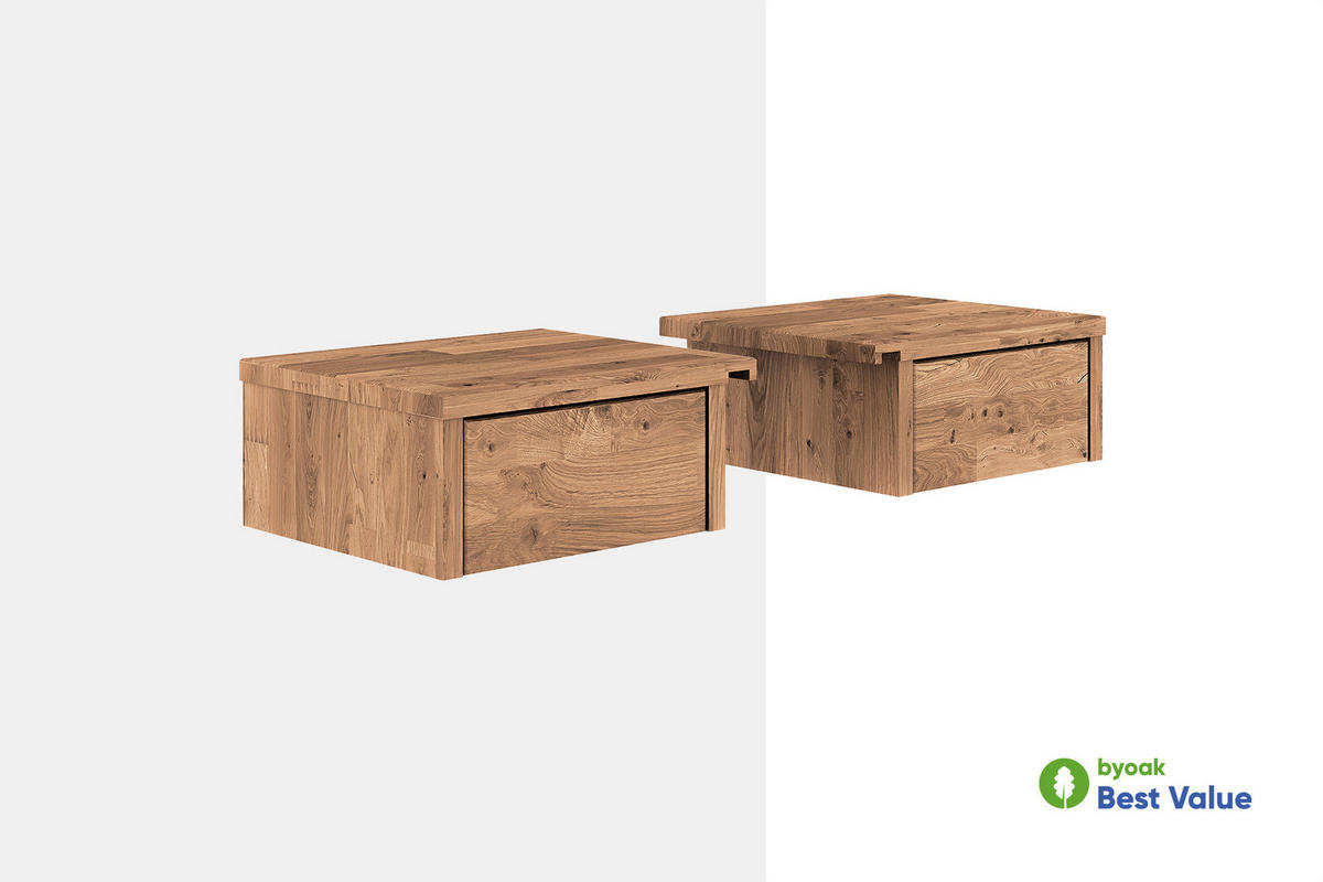 NACHTTISCH 2er Set PENNY MIT SCHUBLADEN Wildeiche - Wildeiche, Holz (34/17/30cm) - byoak