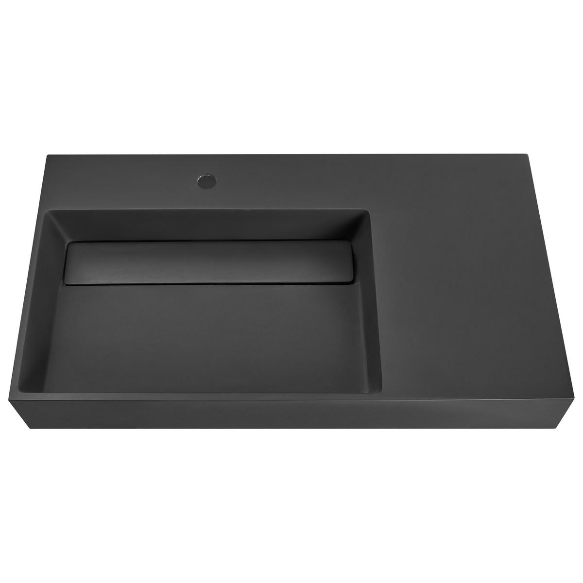 HÄNGEWASCHBECKEN Schwarz 90/48 cm Mineralguss Cusco - Schwarz, Naturmaterialien (90/13/48cm) - Beliani