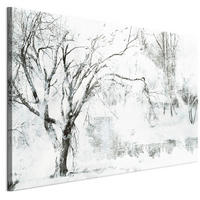 LEINWANDBILD Winter 90x60 cm - Weiß, Holz (90/60cm) - LUMASOUL