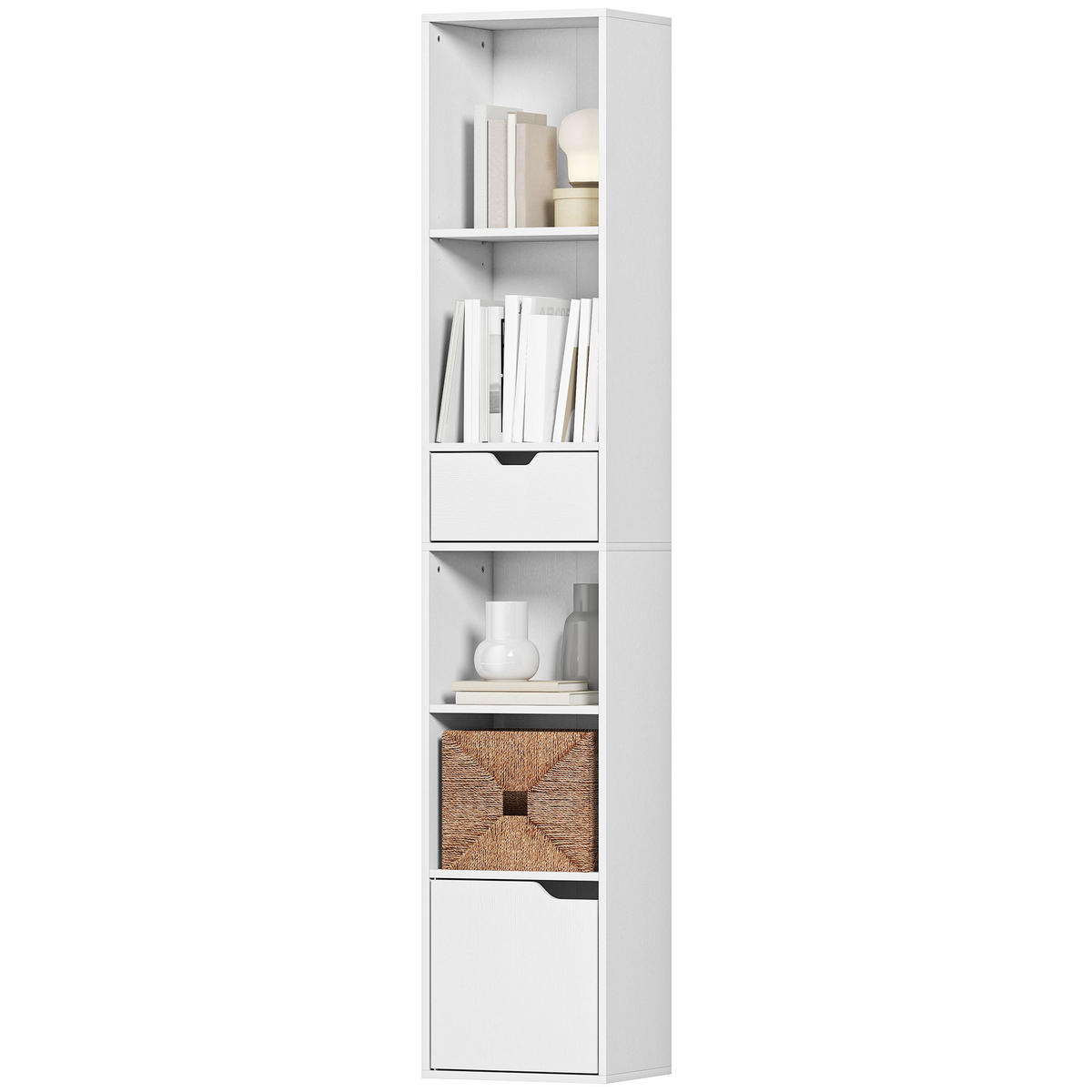 REGAL DE-15544 30/24/158 cm, mit Schublade & Schrankfach Weiß - Weiß, Holzwerkstoff (24/158/30cm) - ComfortXL