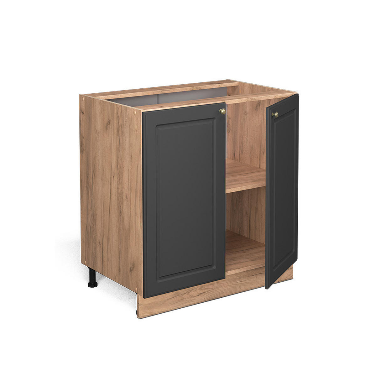 KÜCHENUNTERSCHRANK Fame-Line Anthrazit-Gold 80 cm mit Regal, AP Anthrazit - Anthrazit/Eiche Wotan, Holzwerkstoff (80/82/60cm) - Vicco