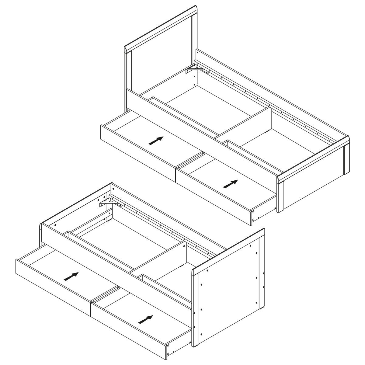 POSTEL 90/200 Teo Bílá a dřevo - bílá, kompozitní dřevo (90/200cm) - Petits-meubles