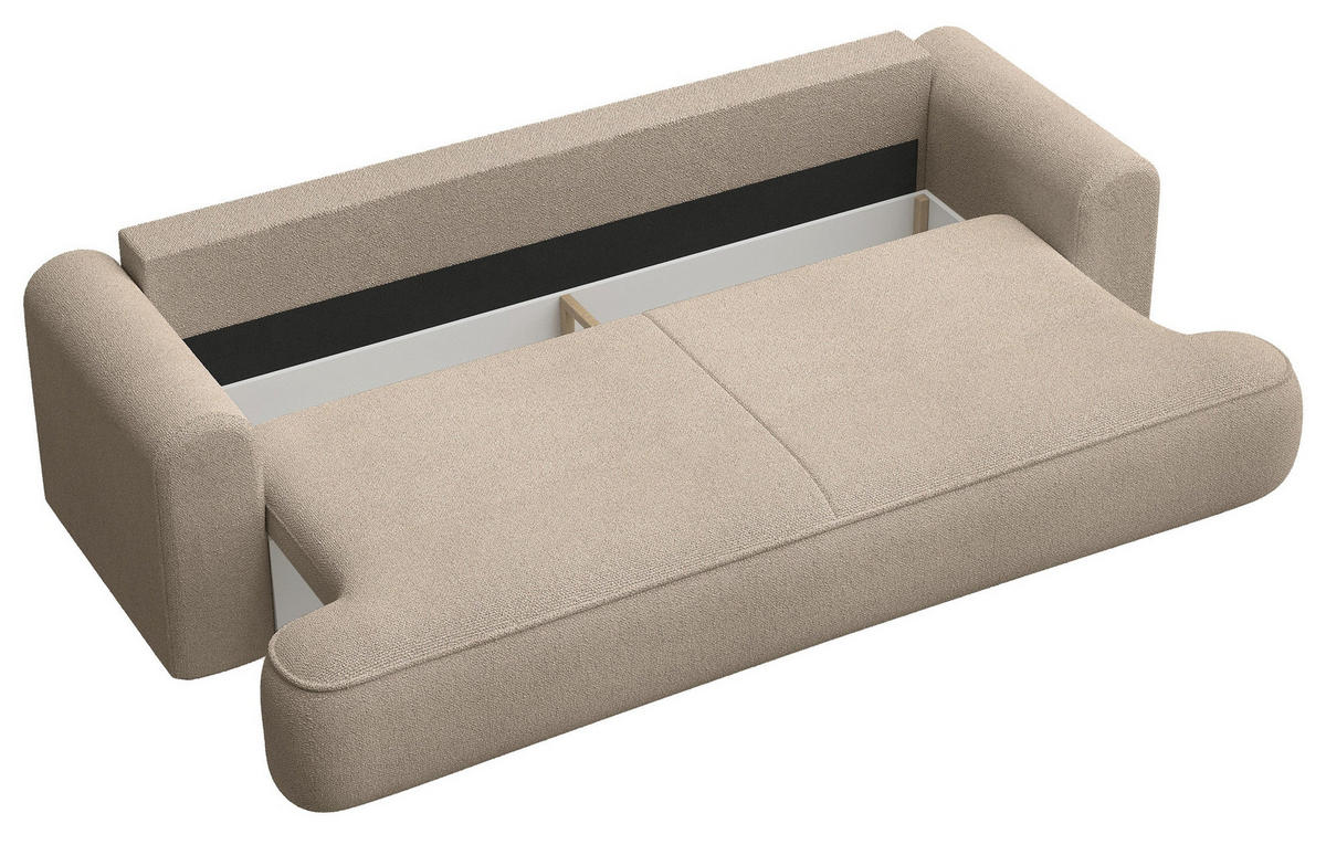 SCHLAFSOFA Ovo Beige 250 cm - Beige/Schwarz, Kunststoff/Textil (250/92/110cm) - Selsey