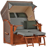 STRANDKORB Seeblick 2 Sitzer Mahagoni - Braun/Grün, Metall (125/170/80cm) - Mr. Deko