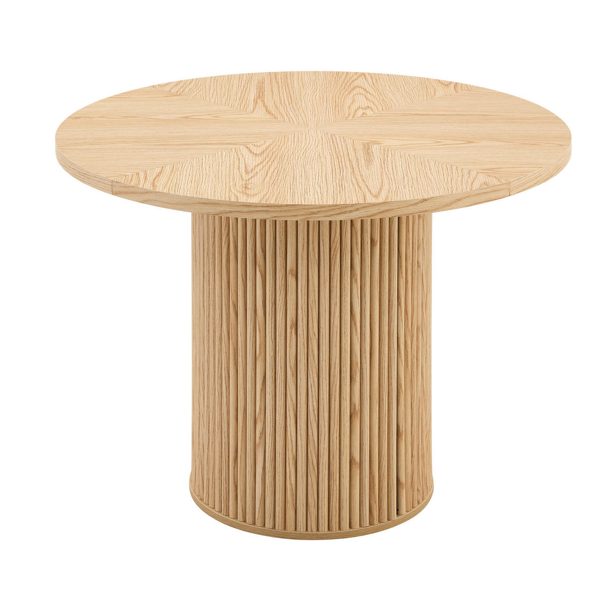 ESSTISCH rund 100/100/76 cm mit Stauraum, zylindrischem Säulenbein und MDF/Metall, Naturholz - Naturfarben, Holzwerkstoff (100/100/76cm) - Redom