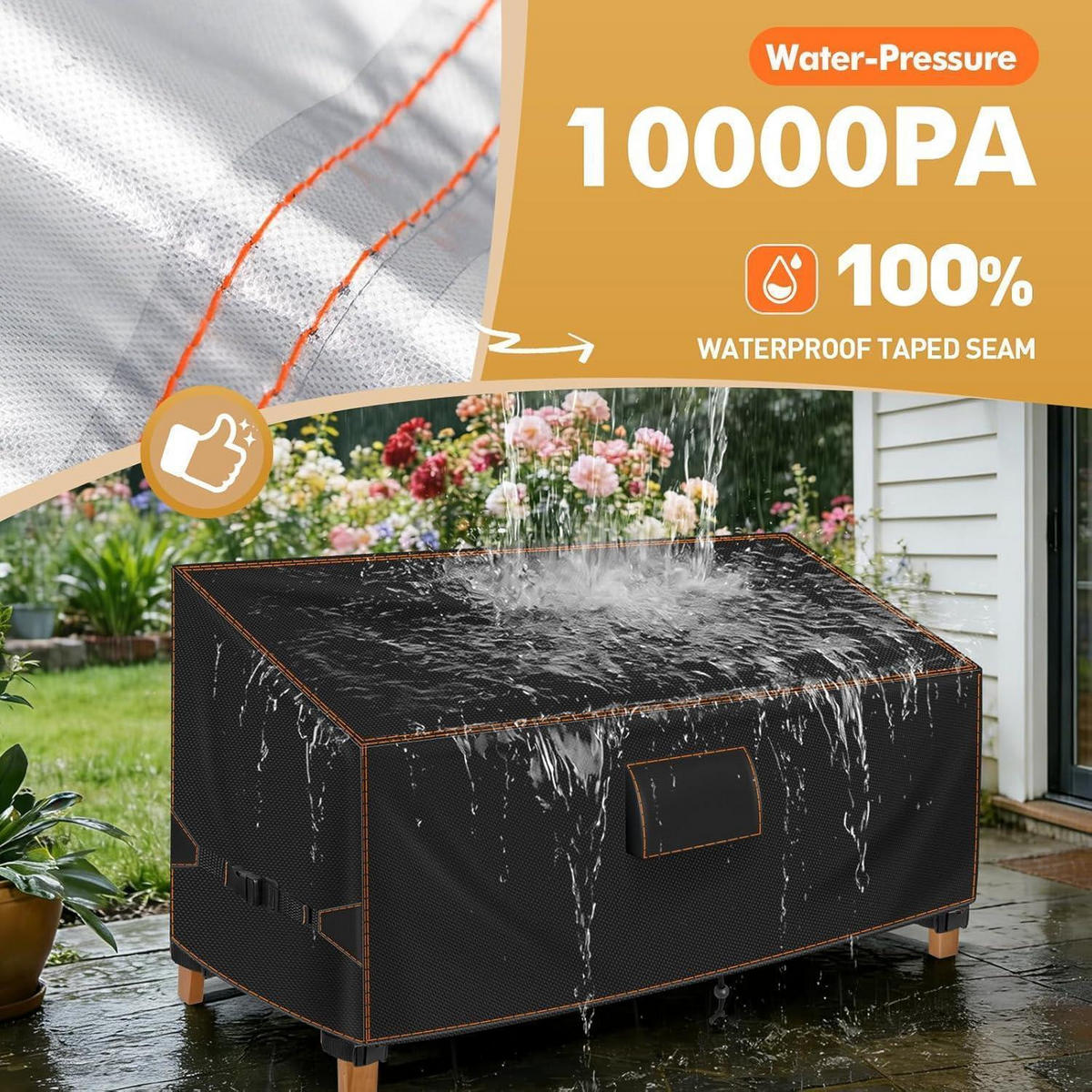 GARTENBANK Abdeckung 203 x 75 x 66/91 cm Schwarz Wasserdicht UV-beständig - Schwarz, Textil (63/70/133cm)